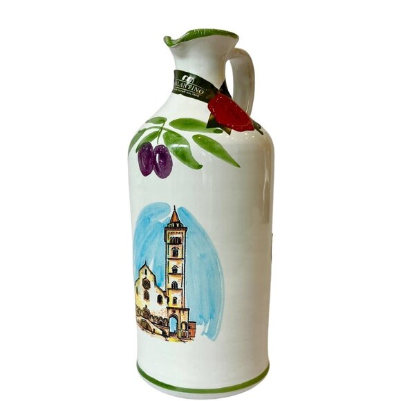 SET 2 VTG Galantino Extra Virgin Olive Oil Jug RARE TRANI CATHEDRAL + Olio-Empty - Picture 5 of 16